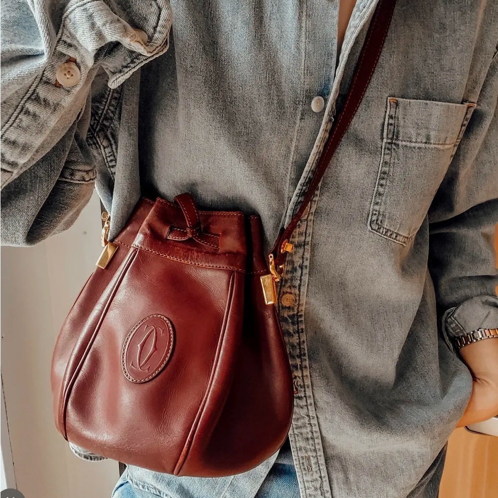 Authentic vintage Cartier drawstring bucket bag